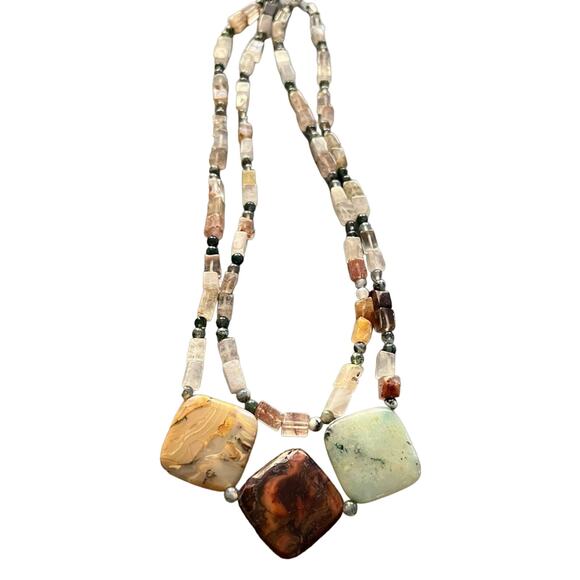 Polished Stones Double Strand Beaded Necklace - Picture 1 of 8